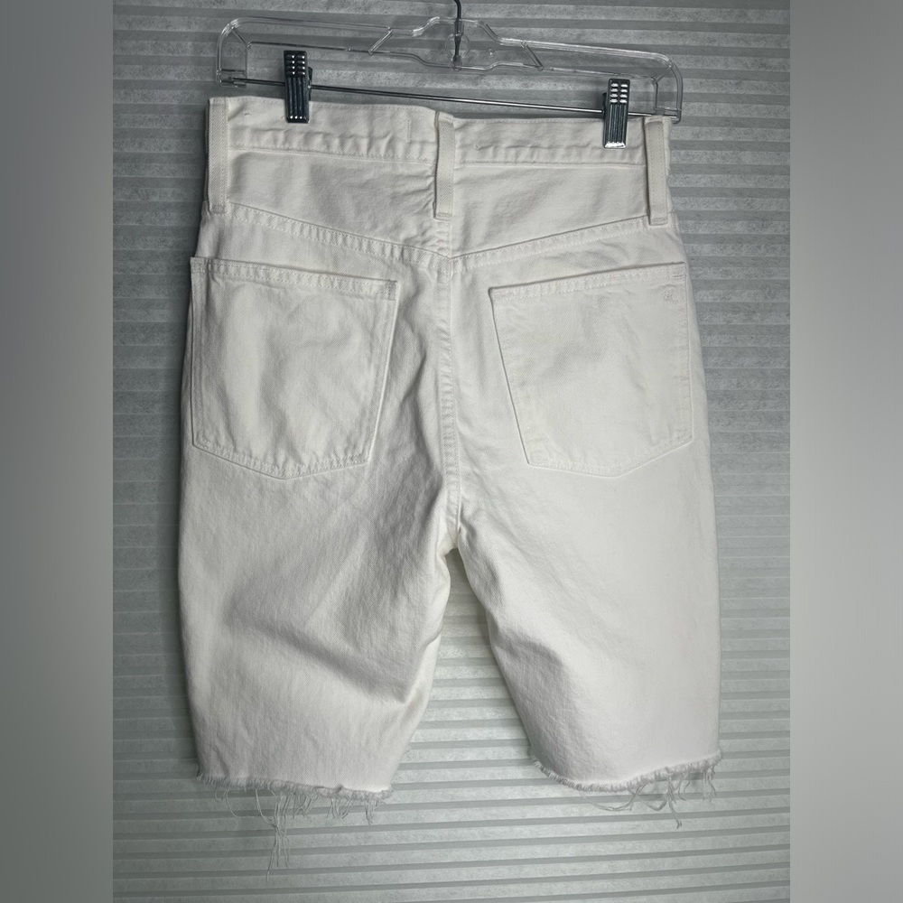 Madewell High-Rise Long Denim Shorts -Tile White - Women's Size 24 - Picture 15 of 16